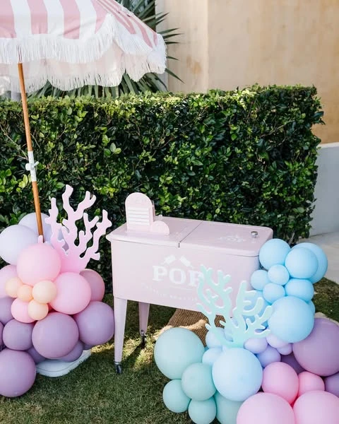 Pastel Coral Snack Station mermaid birthday party ideas