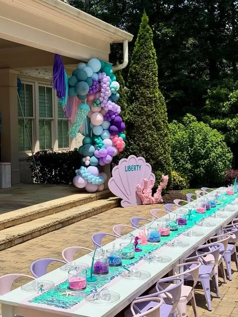 Shimmering Scale Table Runner mermaid birthday party ideas
