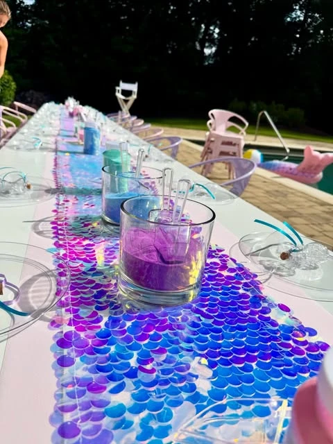 Layered Sand Art Station mermaid birthday party ideas