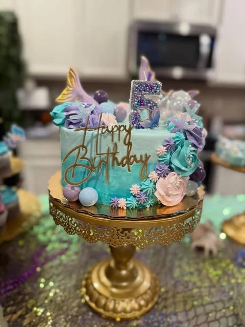 Frosted Sea Foam Cake mermaid birthday party ideas