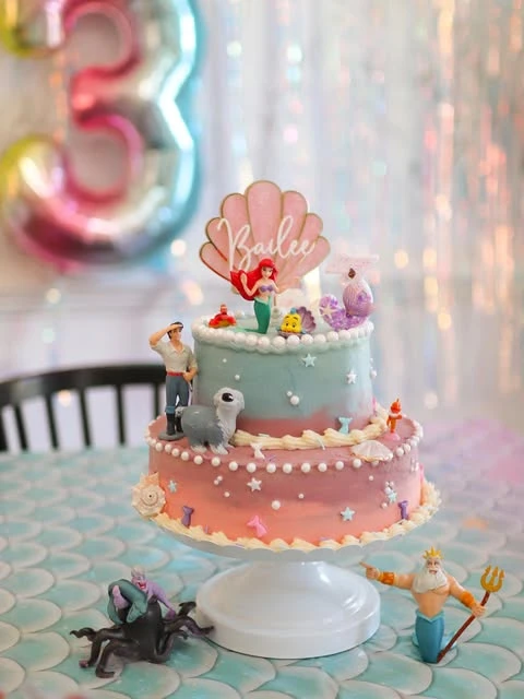 Ombre Tiers and Shimmering Decor mermaid birthday party ideas