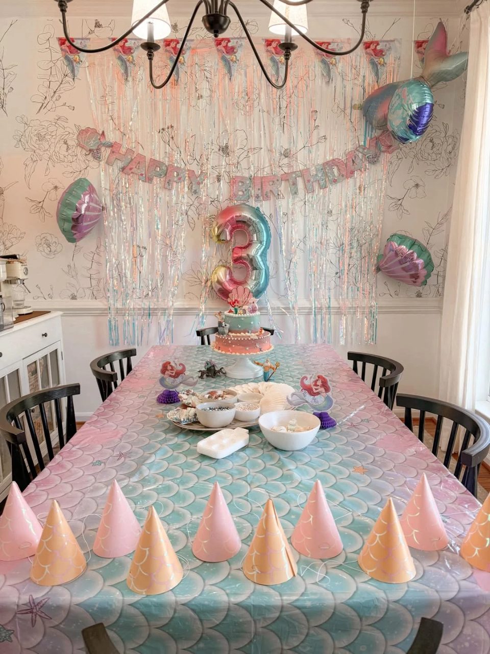 Ombre Tiers and Shimmering Decor mermaid birthday party ideas