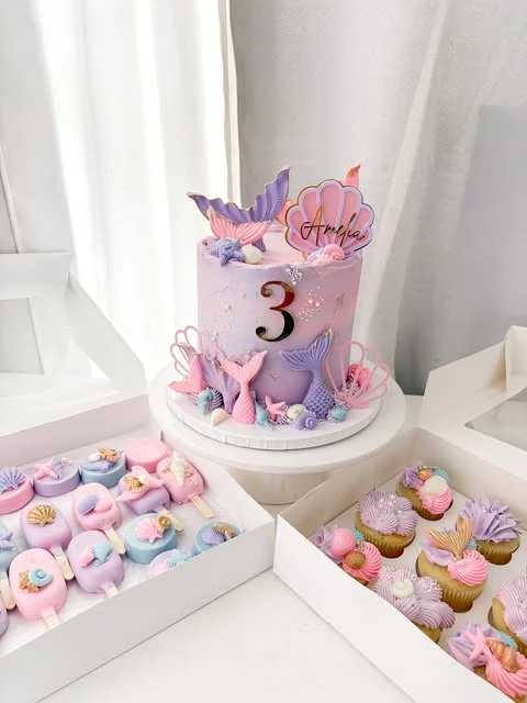 Coordinating Pastel Dessert Suite mermaid birthday party ideas