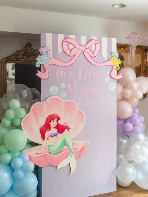 Dimensional Character Backdrop mermaid birthday party ideas