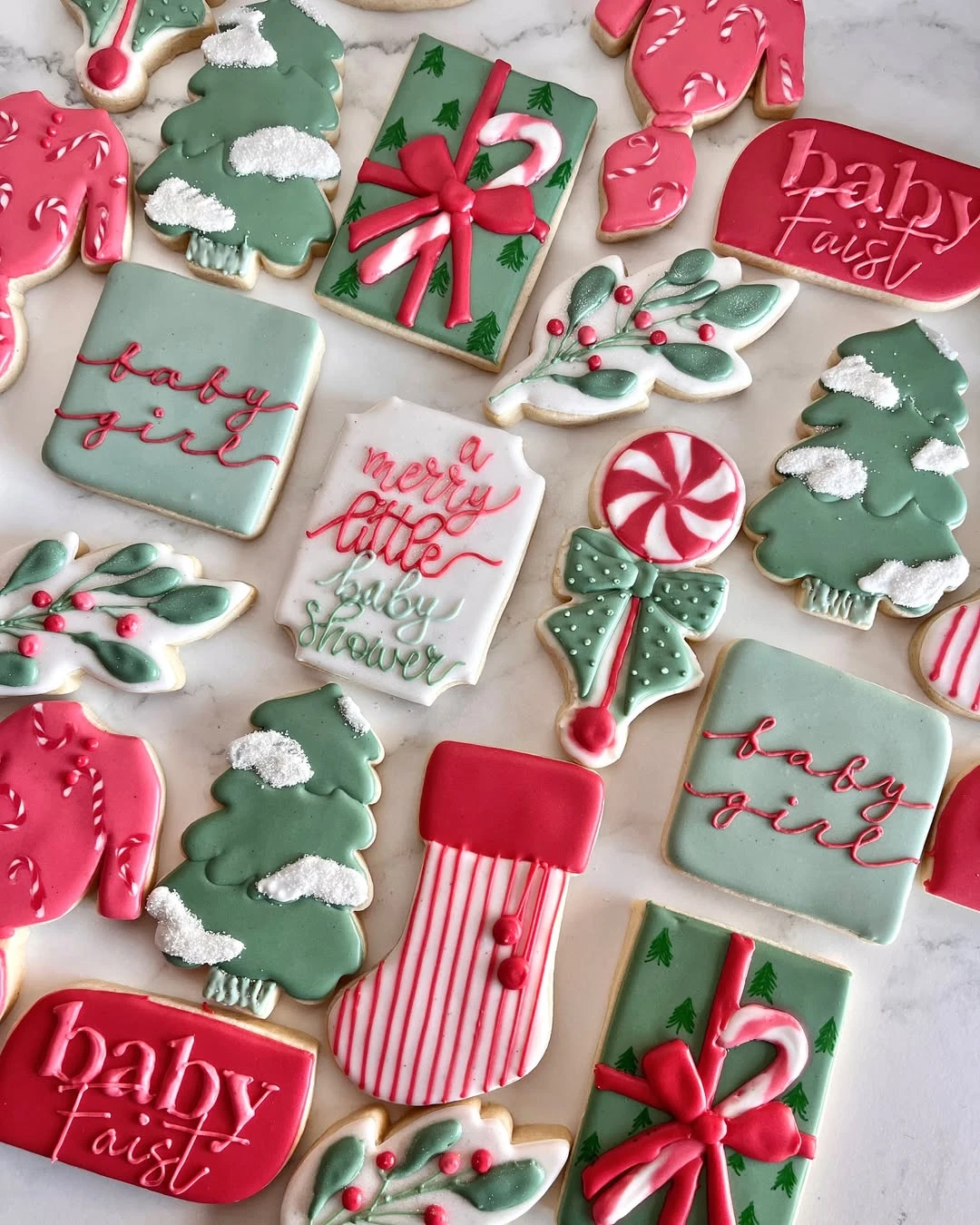 Whimsical Holiday Sugar Cookies merry little baby shower theme