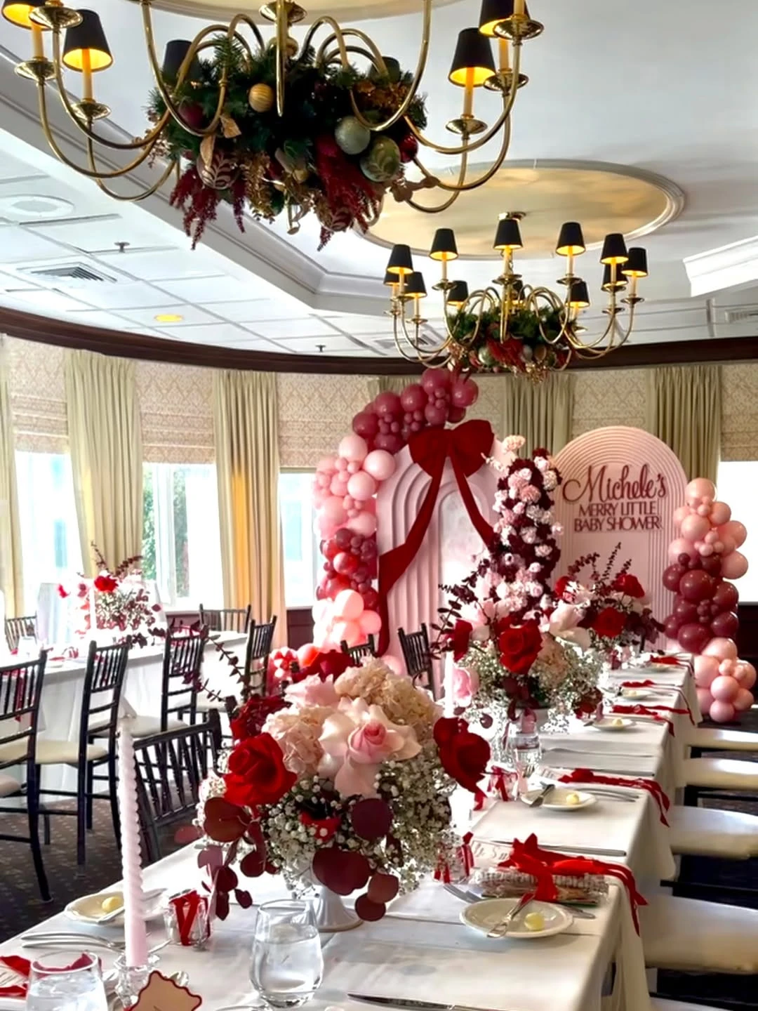 Cranberry and Rose Archway merry little baby shower theme