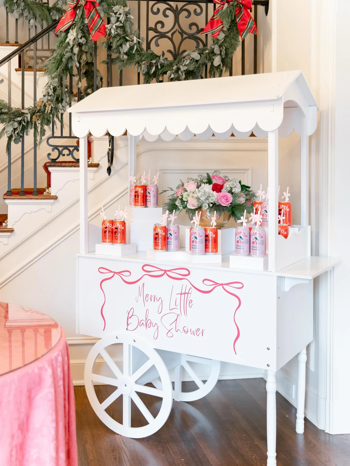 Whimsical Mobile Drink Station merry little baby shower theme