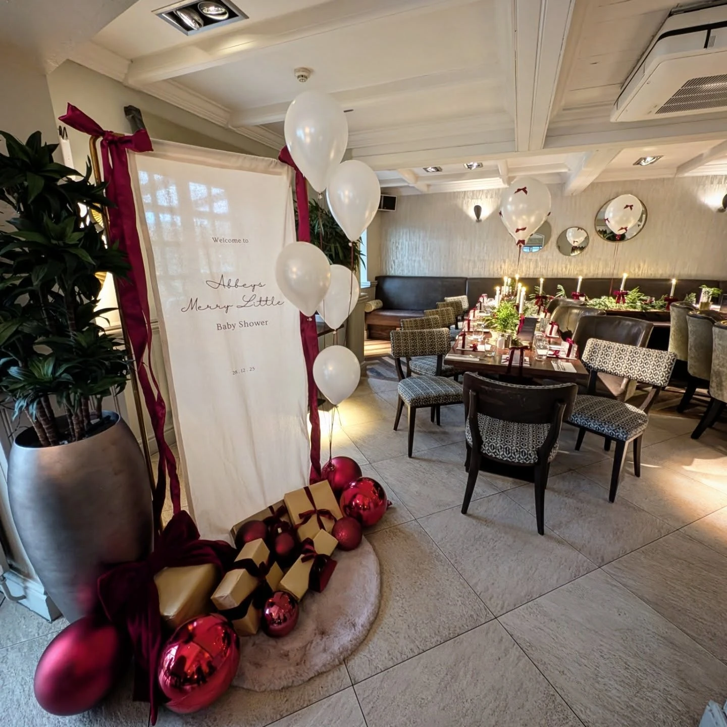 Elegant Fabric Greeting Station merry little baby shower theme