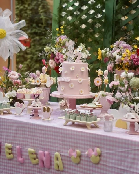 Soft Garden Dessert Table minnie mouse birthday party ideas