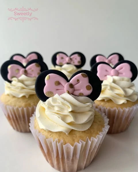 Patterned Bow Cupcake Accents minnie mouse birthday party ideas