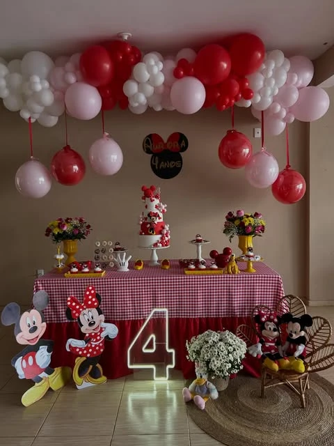Gingham and Ruffle Dessert Station minnie mouse birthday party ideas