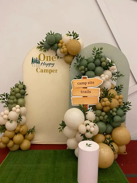 Textured Timberland Focal Point one happy camper first birthday