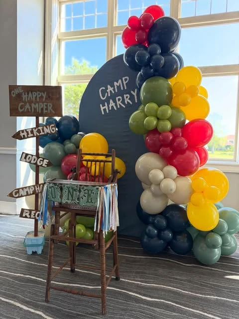 Woodland High Chair Nook one happy camper first birthday