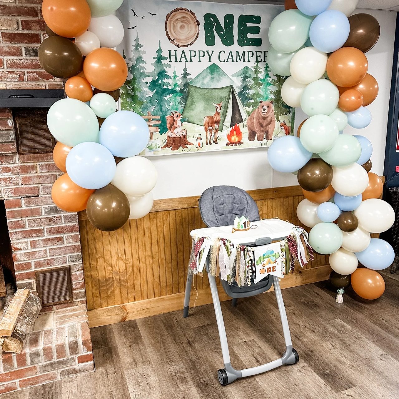 Campsite High Chair Zone one happy camper first birthday