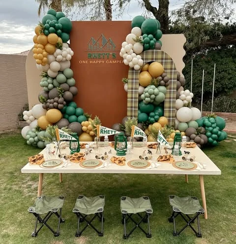 Tonal Mountain Backdrop one happy camper first birthday
