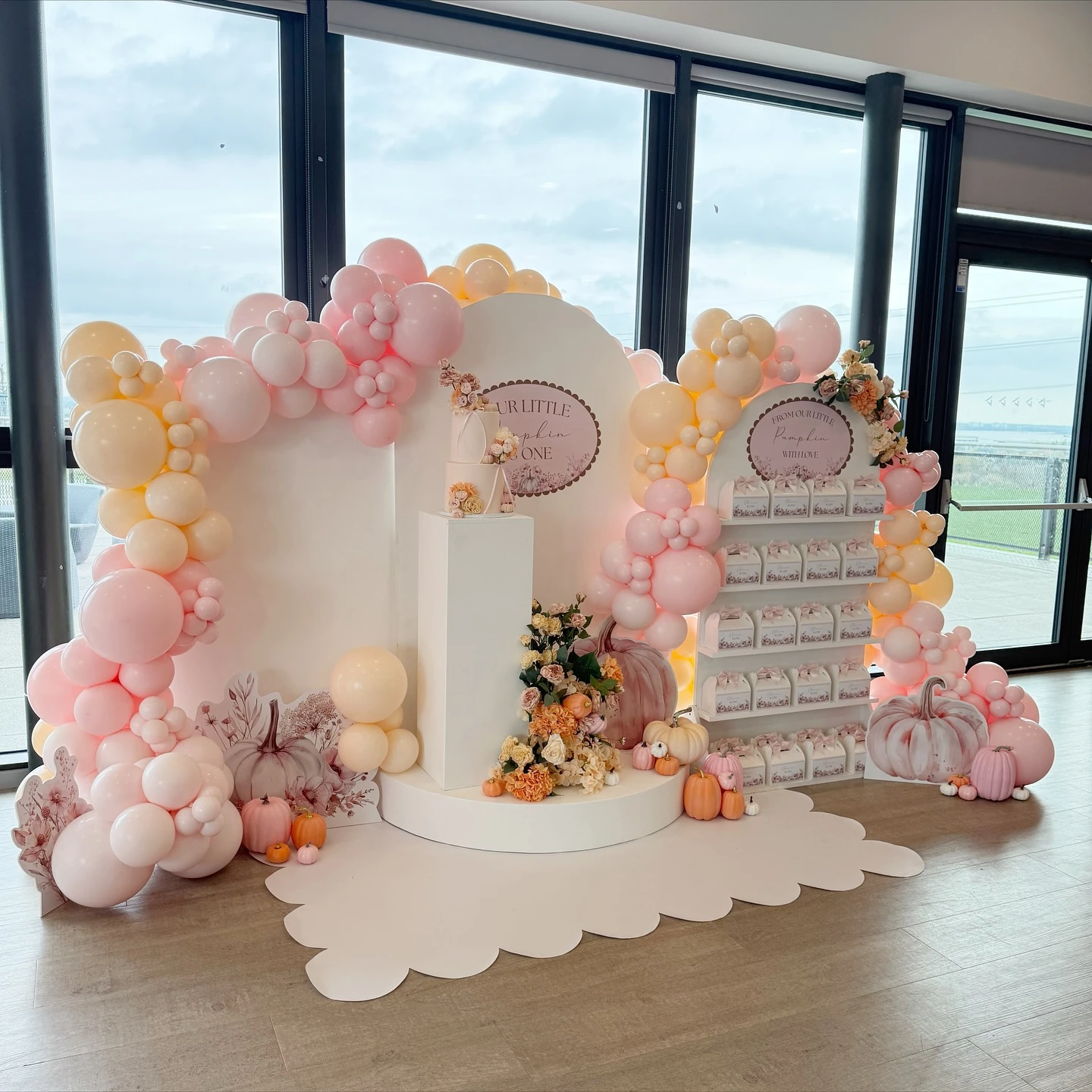 Layered Arched Backdrop Station our little pumpkin is turning one