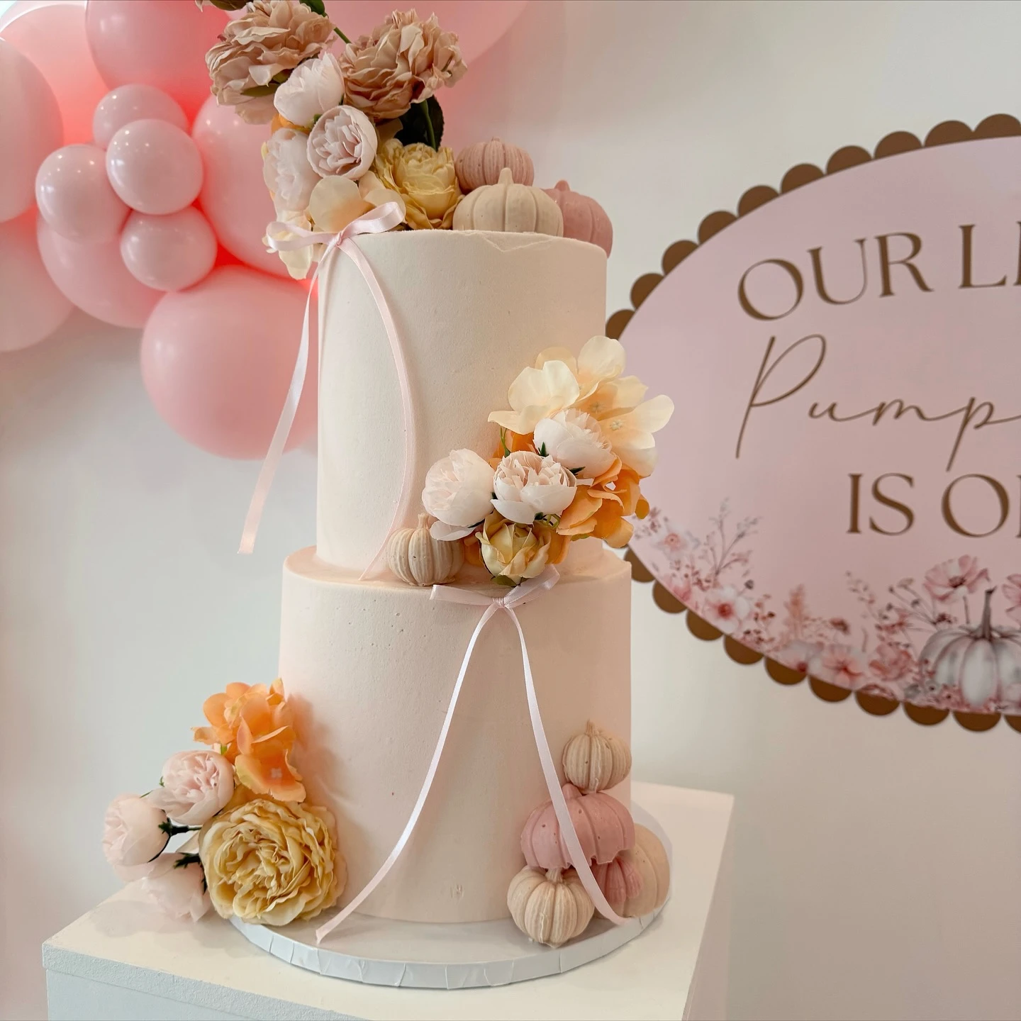 Muted Toned Tiered Cake our little pumpkin is turning one