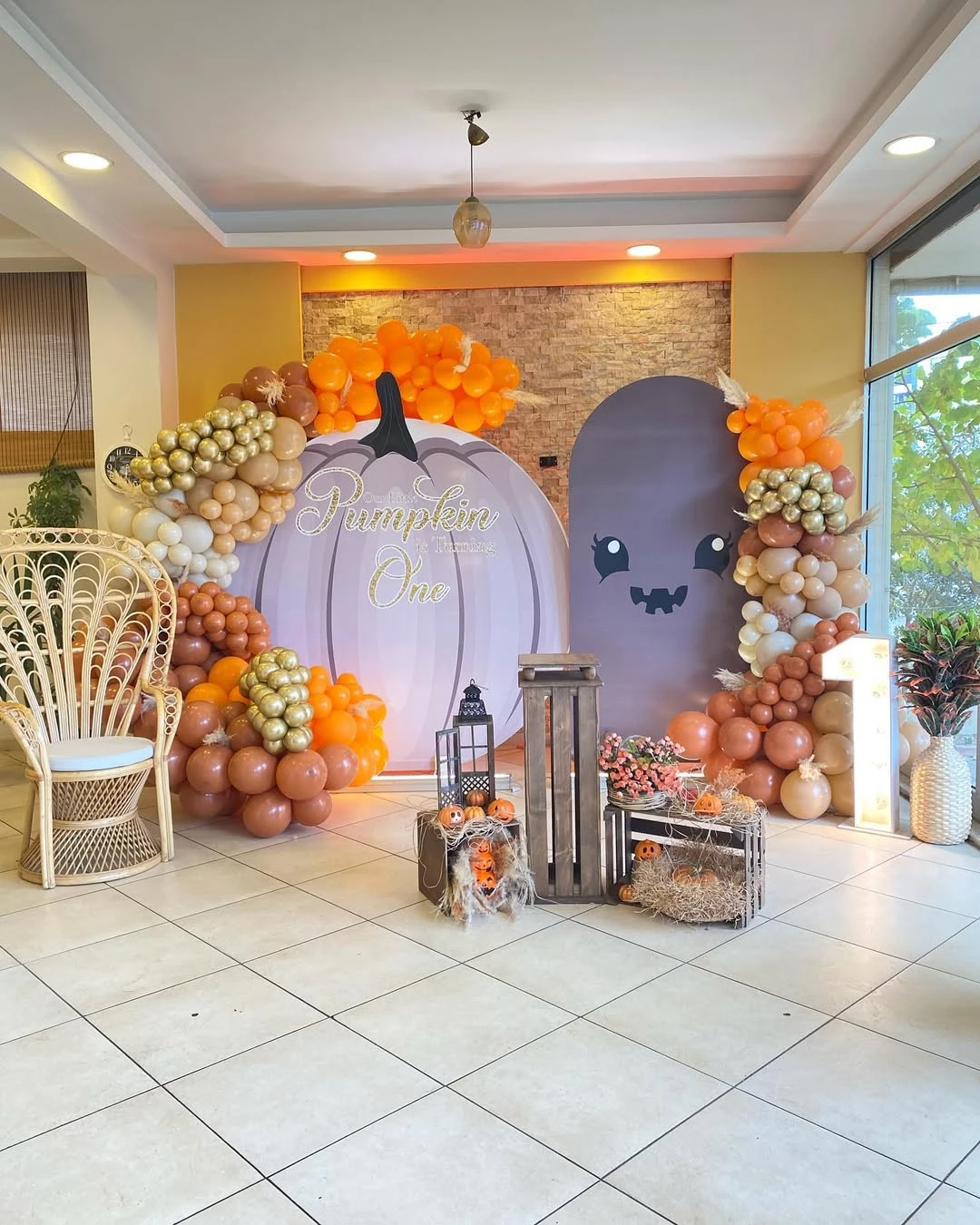 Layered Pumpkin Photo Station our little pumpkin is turning one