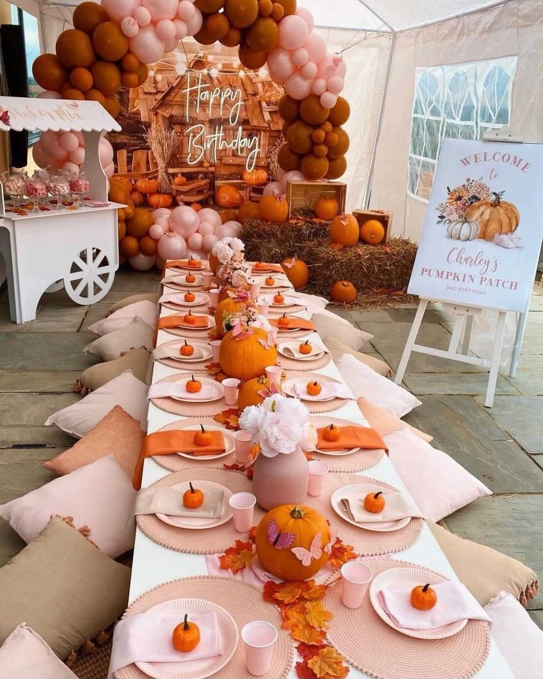 Floral Harvest Welcome Easel our little pumpkin is turning one