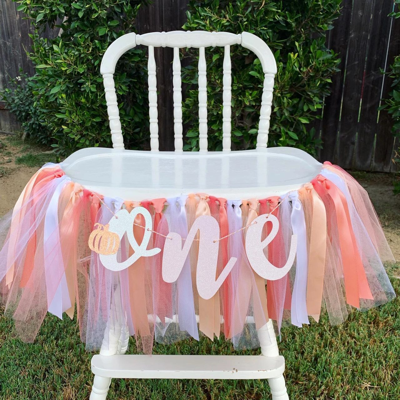 Tulle High Chair Skirt our little pumpkin is turning one