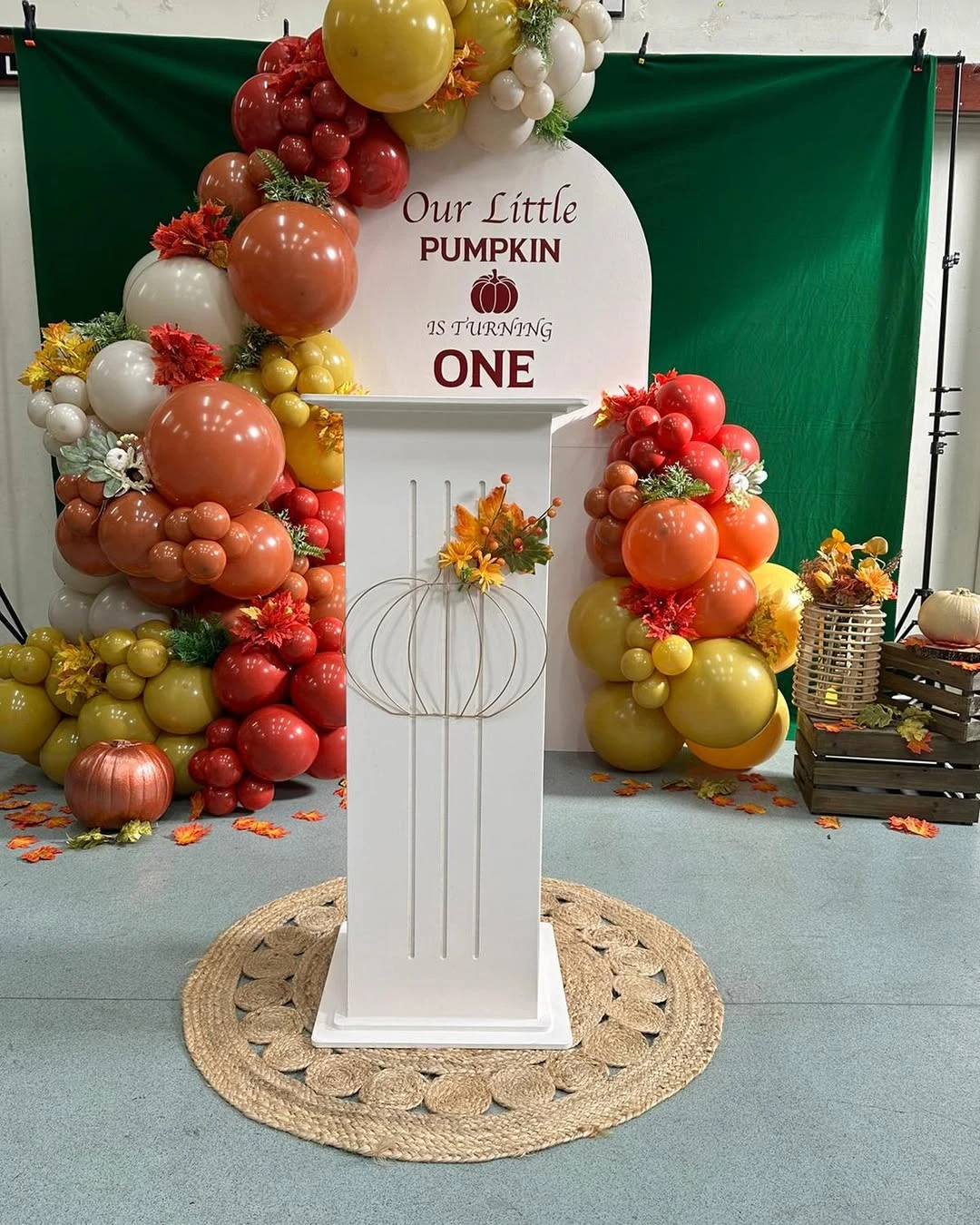 Arched Harvest Photo Station our little pumpkin is turning one