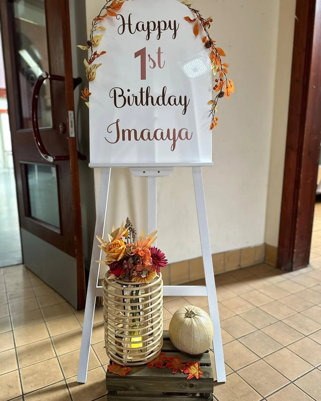 Personalized Autumn Welcome Sign our little pumpkin is turning one