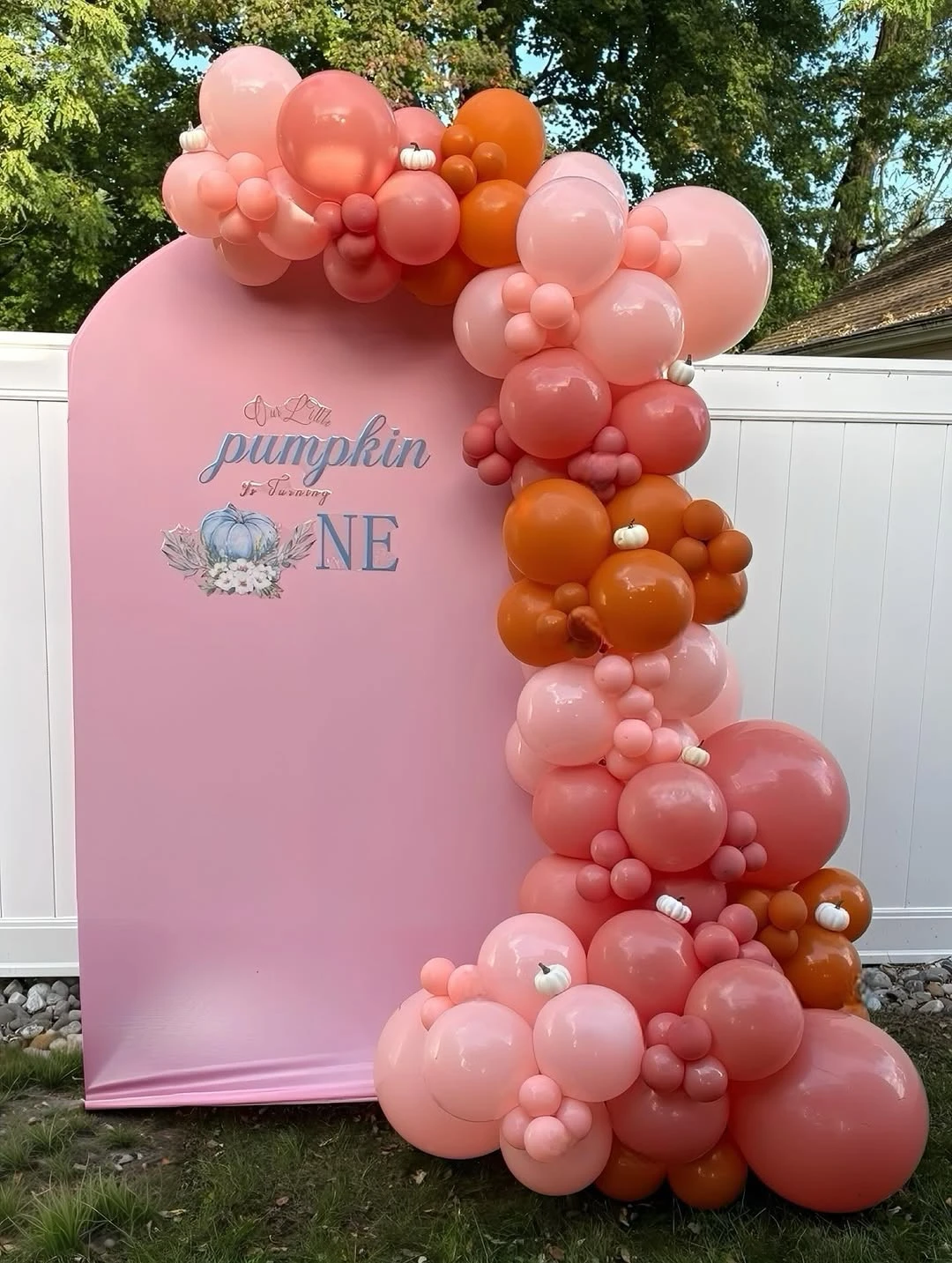 Pastel Pumpkin Backdrop Arch our little pumpkin is turning one