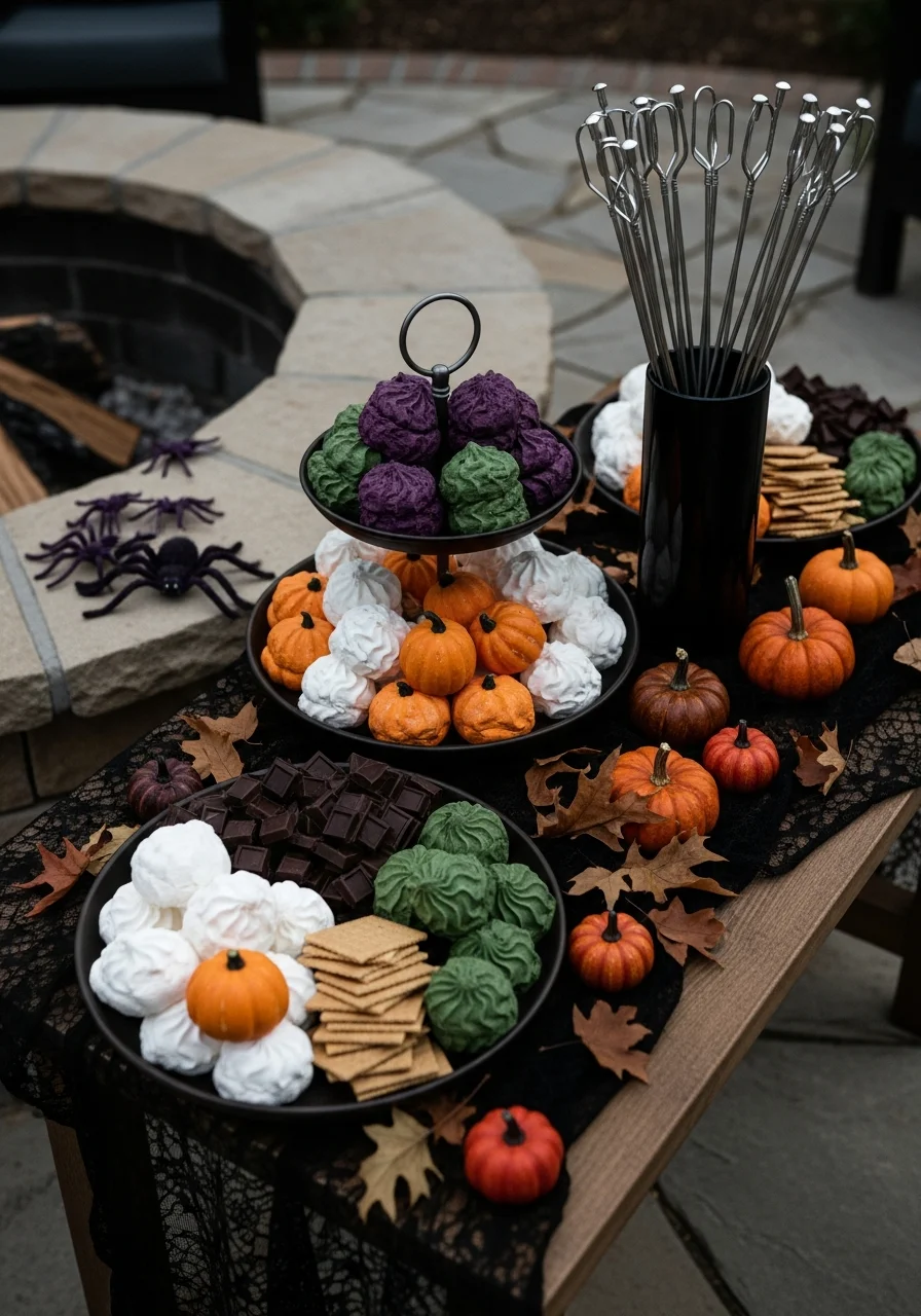 Gourmet S'mores Fire Pit Station outdoor halloween party