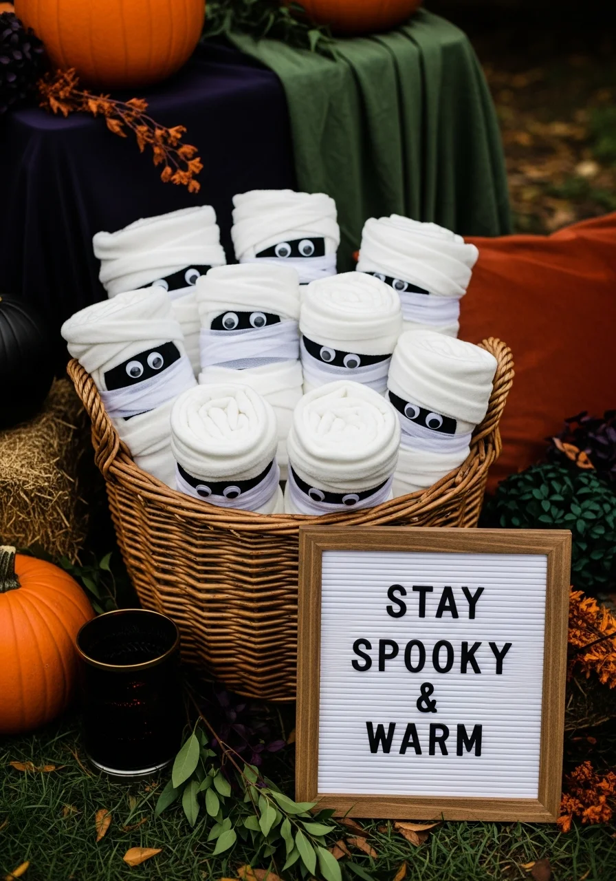 Mummy-Wrapped Fleece Blankets outdoor halloween party