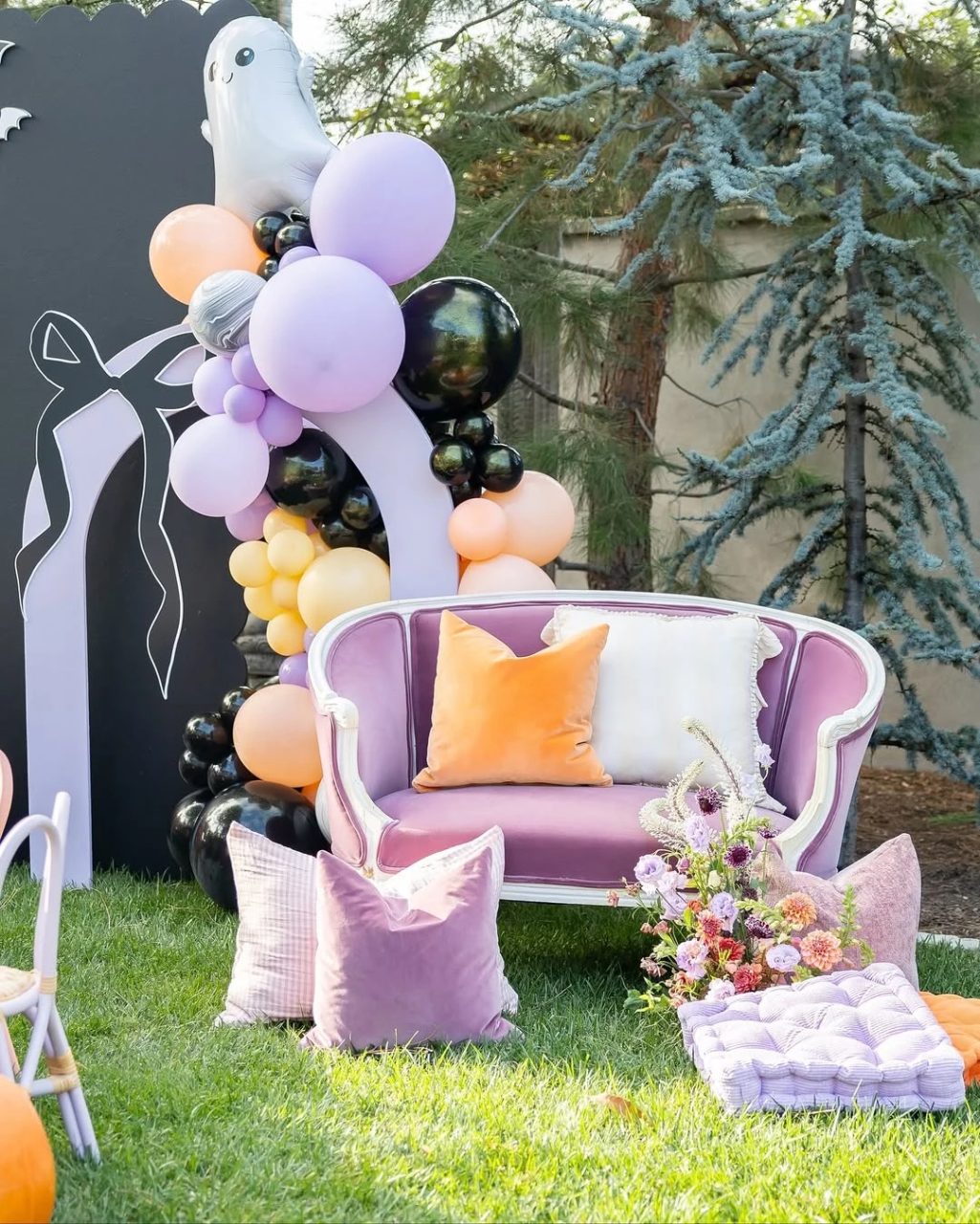 Whimsical Backyard Ghost Lounge outdoor halloween party