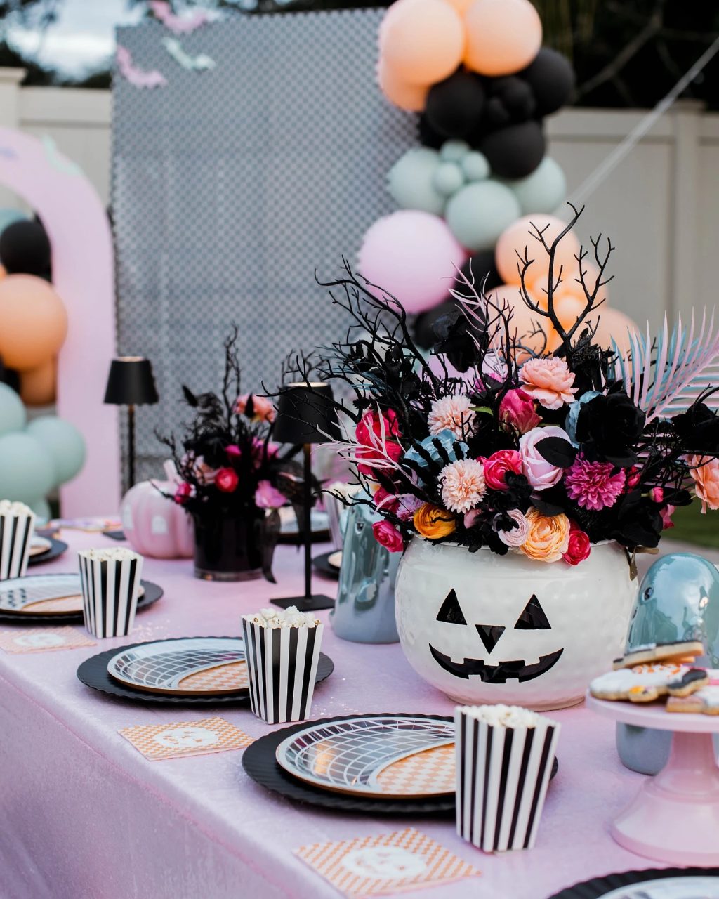 Pastel Garden Dining Decor outdoor halloween party
