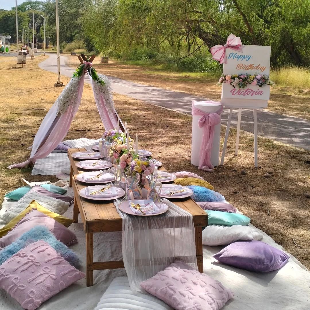 Soft Pastel Park Celebration picnic birthday party ideas