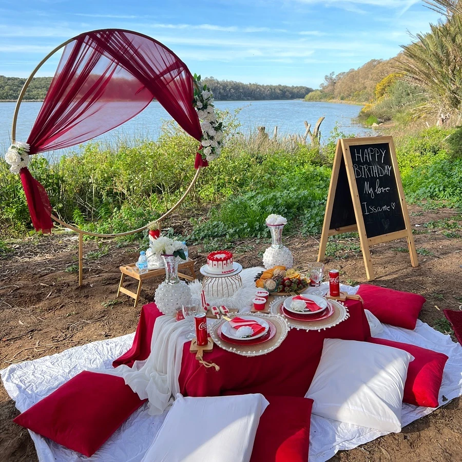 Bold Crimson Lakeside Theme picnic birthday party ideas
