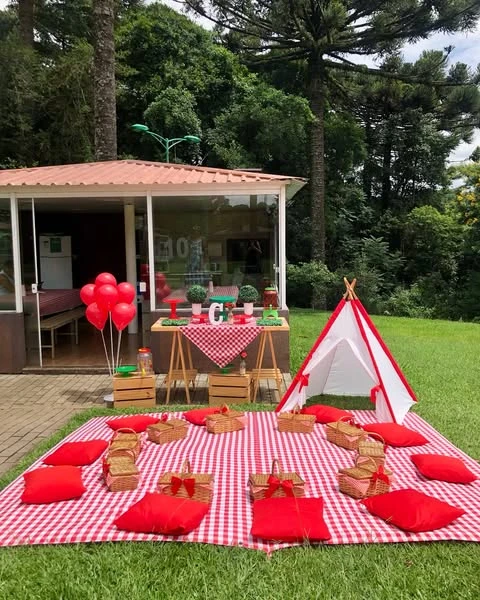 Cohesive Red Gingham Layout picnic birthday party ideas