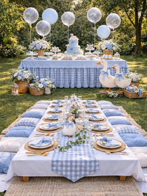 Classic Gingham Countryside picnic birthday party ideas