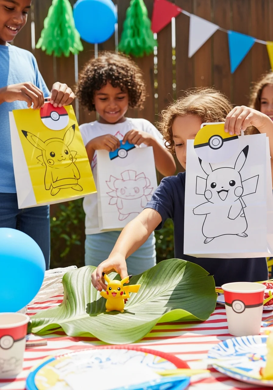 A child finding a hidden toy during a backyard scavenger hunt.