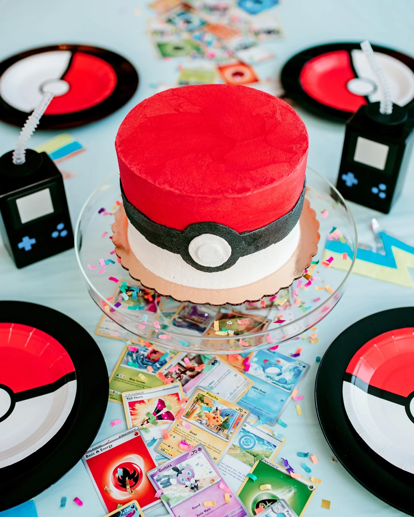 Poke Ball Centerpiece Cake Pokemon birthday party ideas