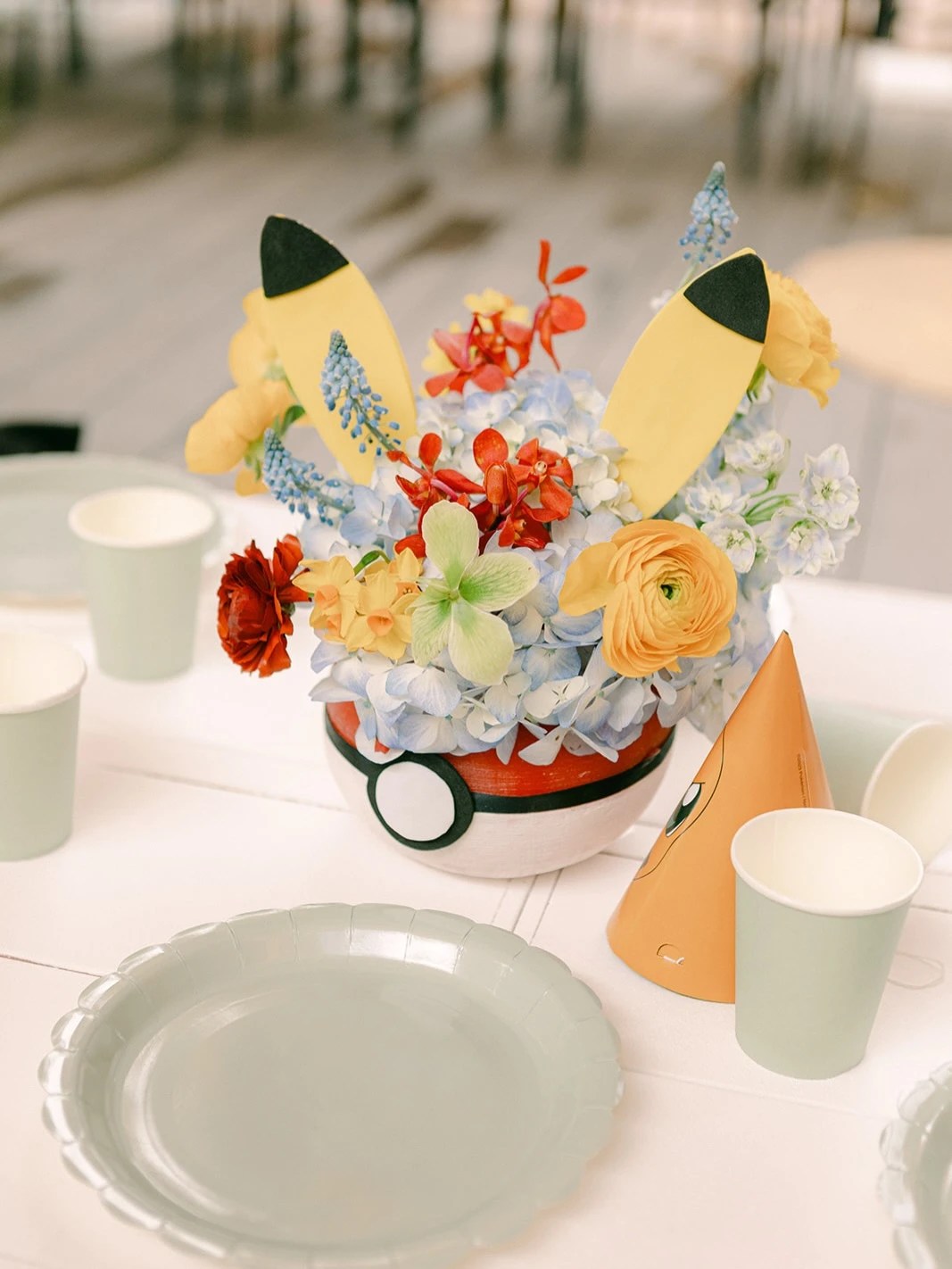 Pikachu Floral Centerpiece Pokemon birthday party ideas