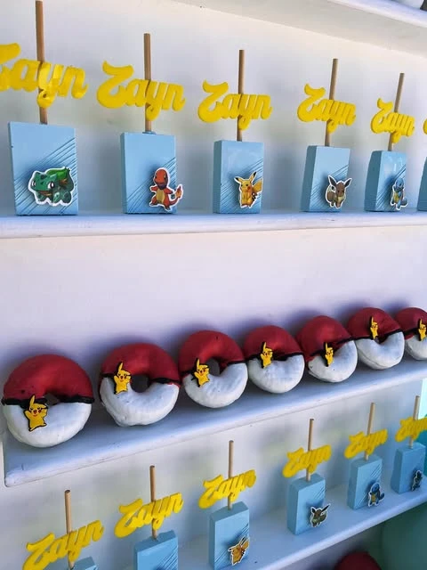 Poke Ball Donut Display Pokemon birthday party ideas