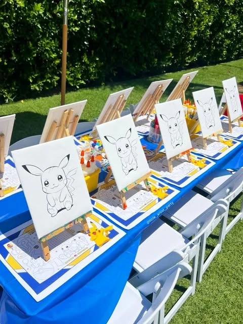 Pikachu Canvas Painting Station Pokemon birthday party ideas