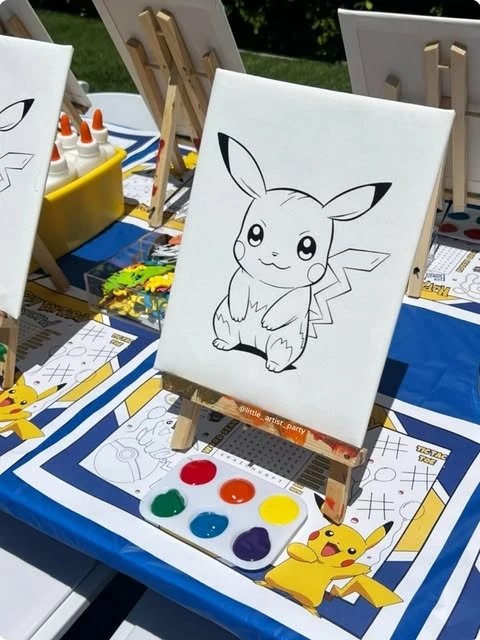 Pikachu Canvas Painting Station Pokemon birthday party ideas