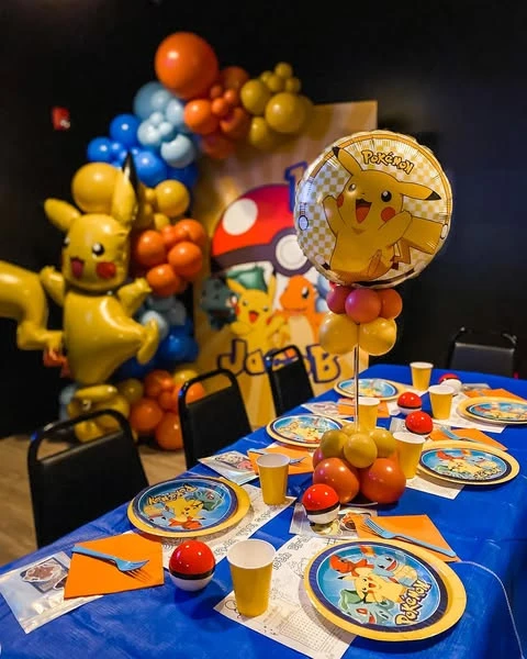 Primary Color Table Scape Pokemon birthday party ideas