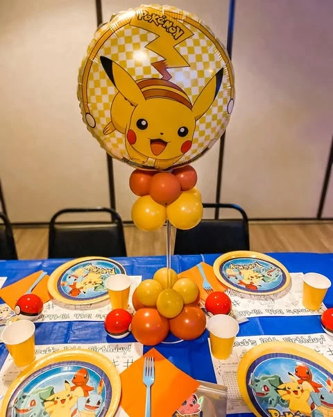 Primary Color Table Scape Pokemon birthday party ideas