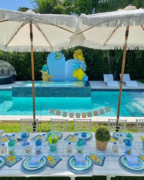 Tropical Water-Type Pool Party Pokemon birthday party ideas