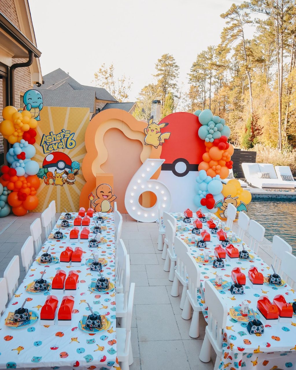 Backdrop and Character Zones Pokemon birthday party ideas