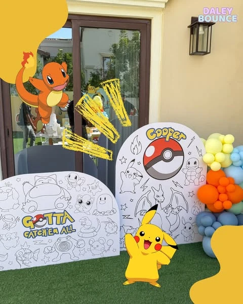 Interactive Coloring Wall Pokemon birthday party ideas