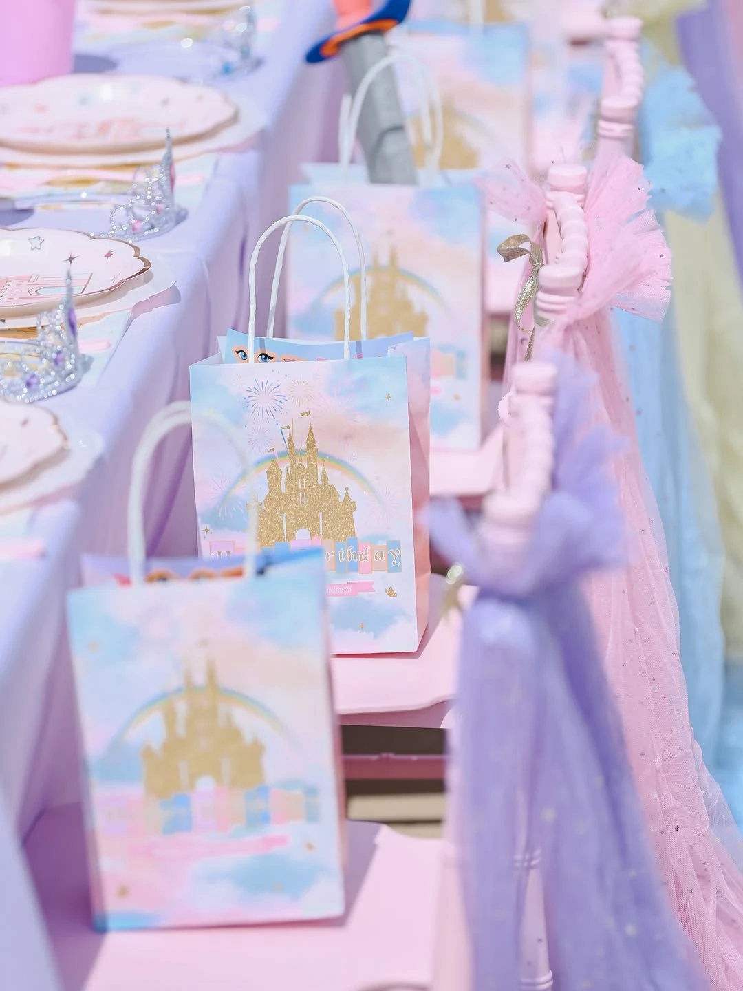 Tulle-Accented Royal Seating princess birthday party