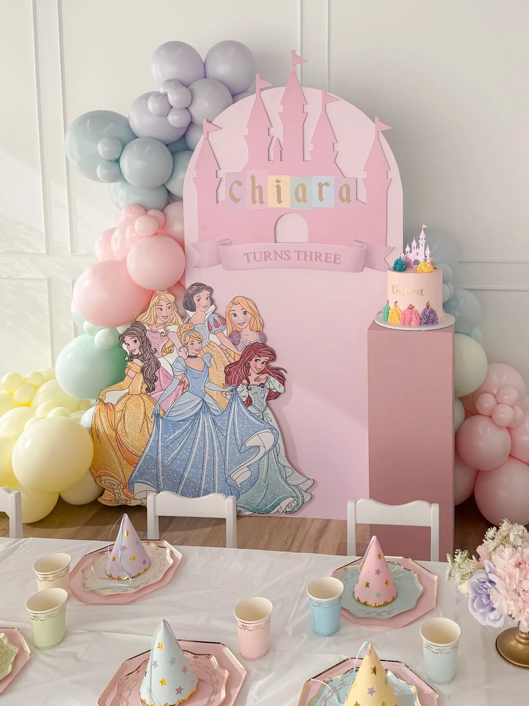 Personalized Castle Backdrop Displays princess birthday party