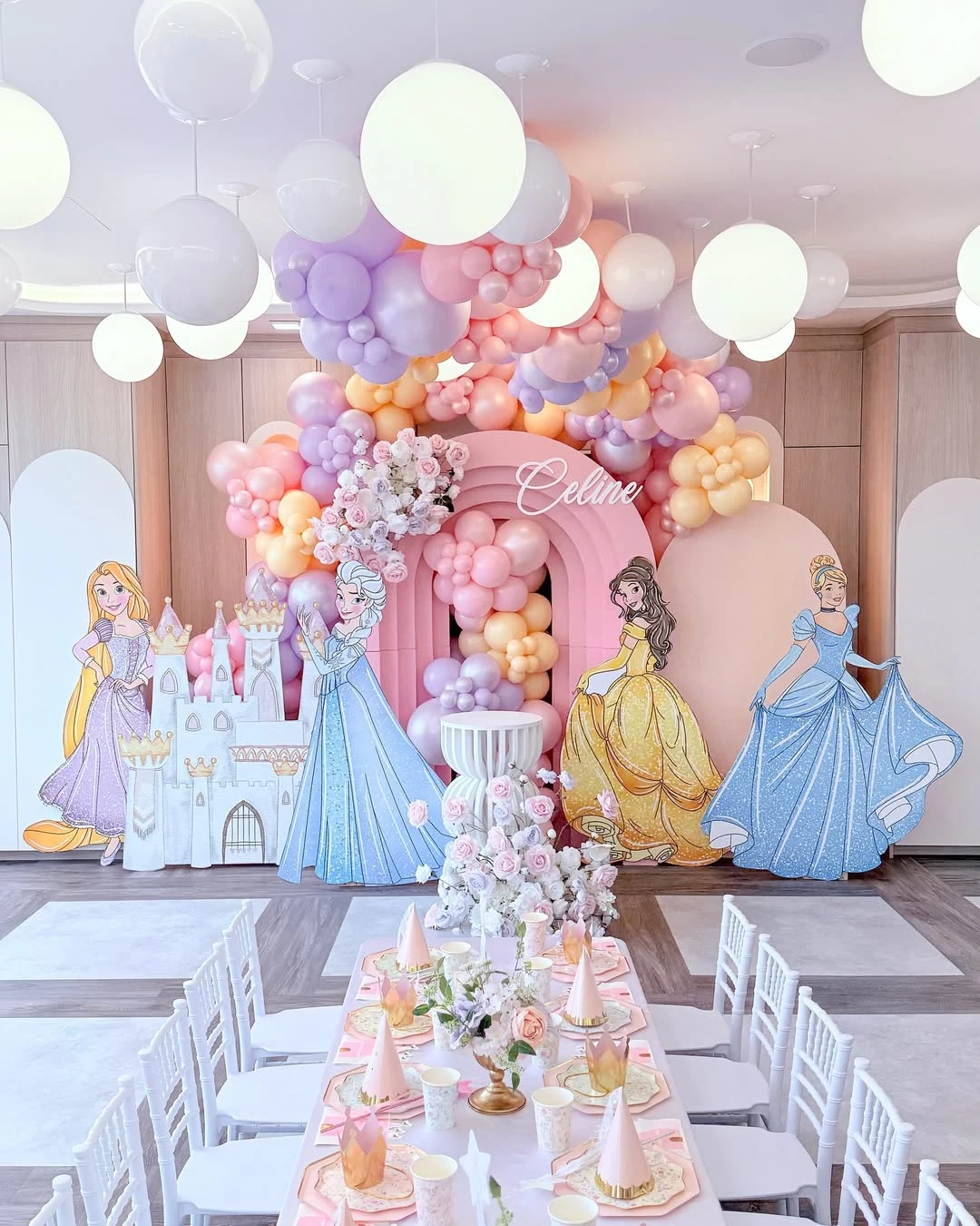 Elevated Pastel Dining Settings princess birthday party
