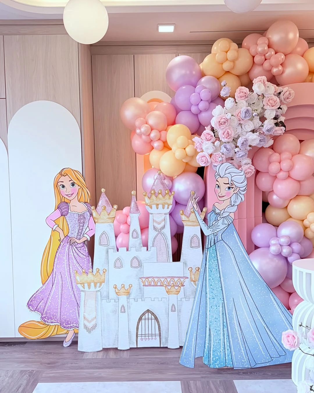 Layered Structural Character Displays princess birthday party